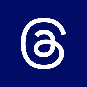 A white letter e on a blue background